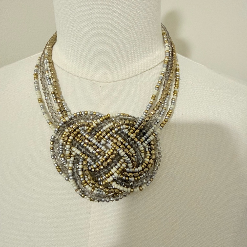 Elegant Gold and Silver Beaded Necklace